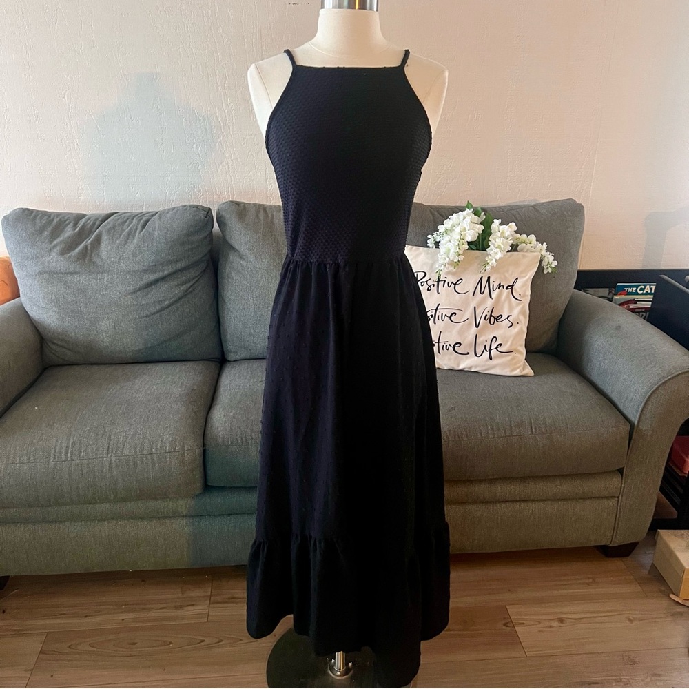 Elegant Black Swiss Dot Dress